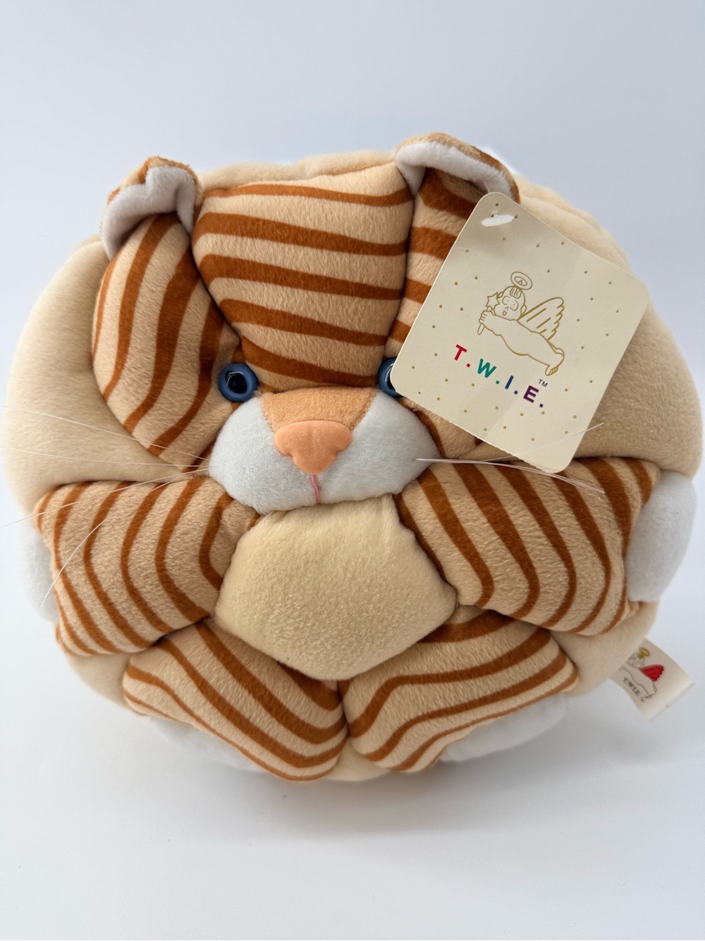 Plush Striped Tan & Cream Cat Stuffed Animal
